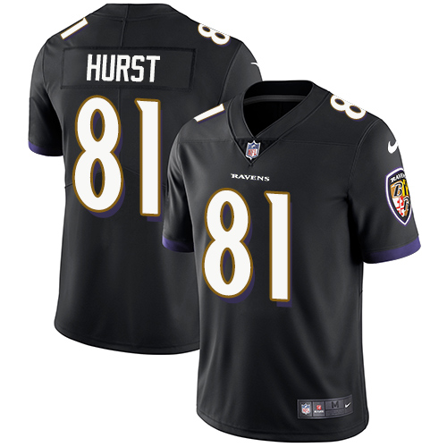 Nike Ravens #81 Hayden Hurst Black Alternate Men's Stitched NFL Vapor Untouchable Limited Jersey